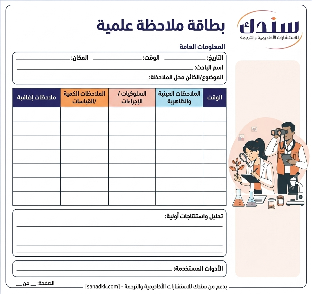 بطاقة ملاحظة في البحث العلمي